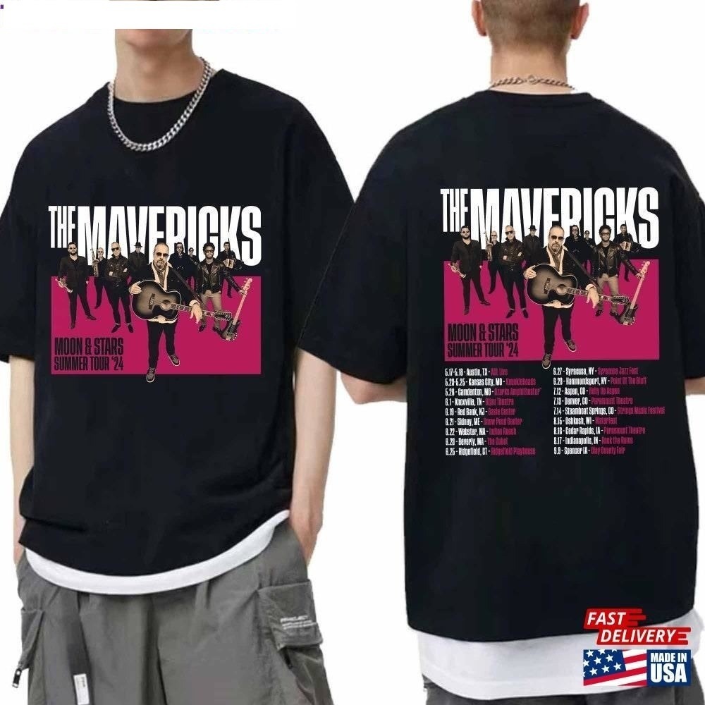 The Mavericks Moon Amp Stars Fall Tour 24 Unisex T-shirt Gift For Fan 2 Sided - Picture 1 of 4